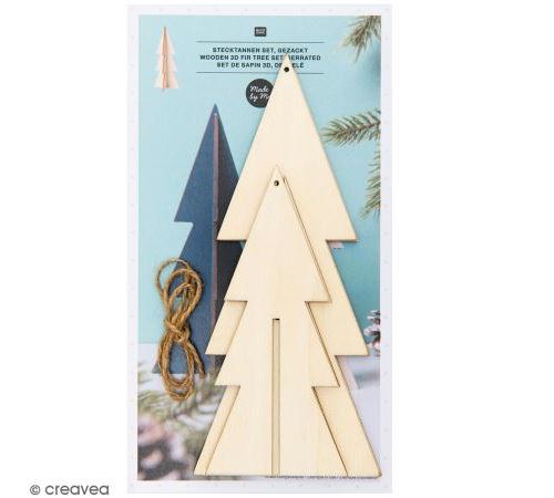 Sapin classique 3D en bois à monter - 13 et 18 cm - 2 pcs