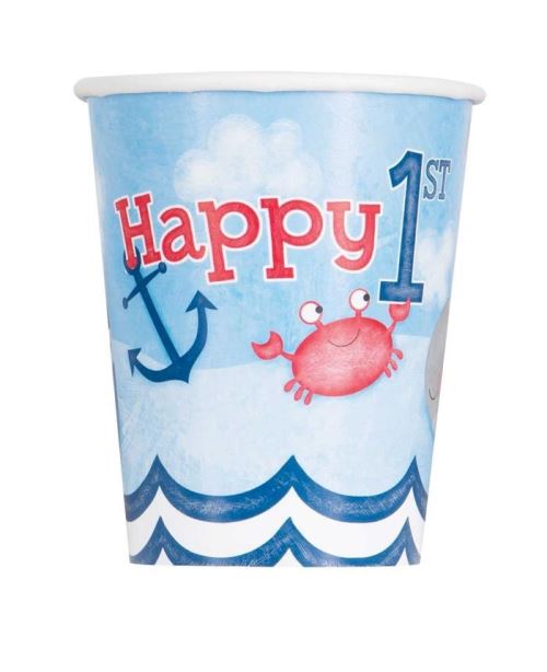 Haza Original tasses de fête premier anniversaire marin 266 ml 8 pièces