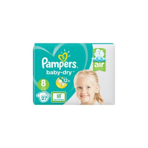 Pampers Baby Dry Taille 8, 17+ Kg, 27 Couches
