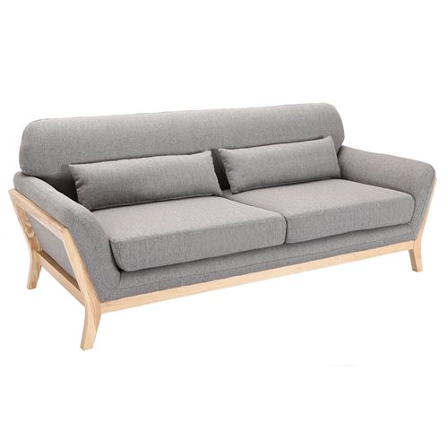 10 Sur Canape Scandinave 3 Places Gris Pieds Bois Yoko Achat