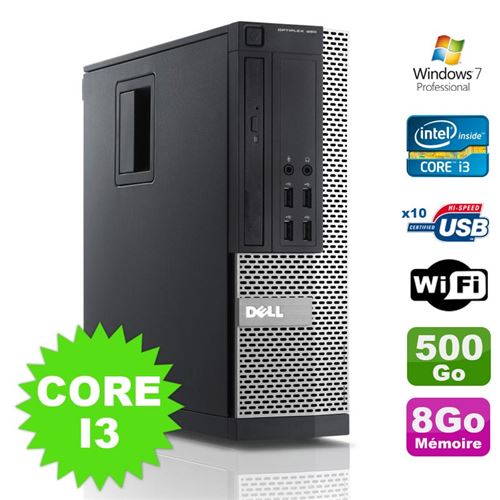 Pc dell optiplex 990 sff i3-2120 3.3ghz 8go disque 500go dvd wifi w7