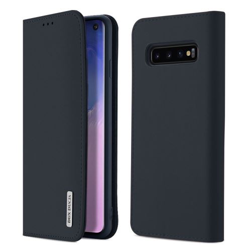 Etui en cuir véritable Wish Series stand (certifié cnas/cma) bleu foncé pour votre Samsung Galaxy S10