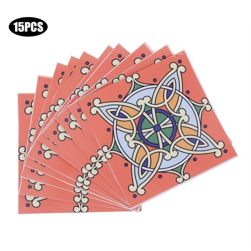 Autocollant Mural de Carrelage Style Bohème Antidérapant Amovible Imperméable 10Pcs