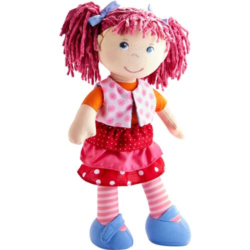 Haba poupée peluche Lilli-Lou rose/rouge 30 cm
