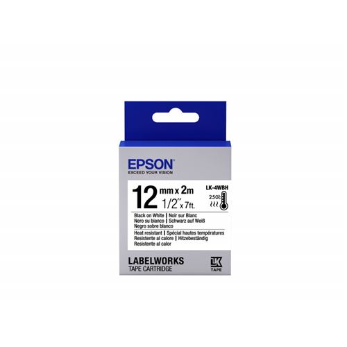 epson tape - lk-4wbh heat resist blk- wh 12/2 noir