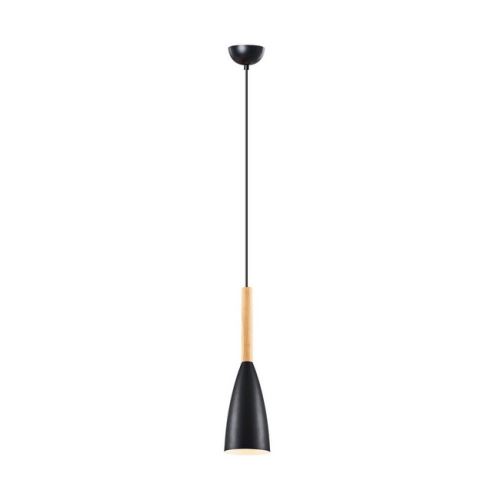HOMEMANIA Lampe à Suspension Buck II Chandelier - de Plafond - Noir, Bois en Métal, 11 x 11 x 120 cm, 1 x E14, Max 40W