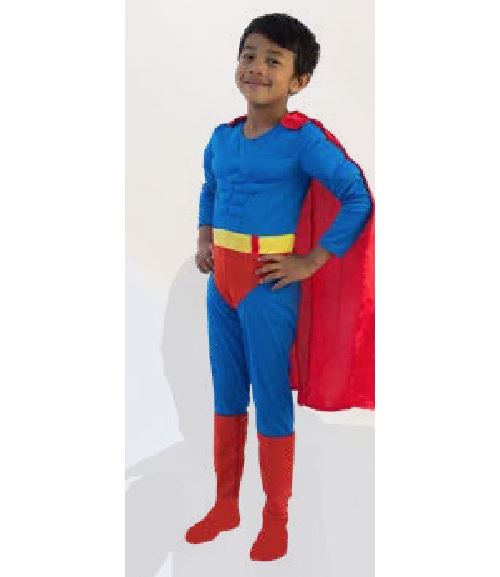 Cesar déguisement superhéros musclé - bleu et rouge, taille 3 5 ans cesar group f569-001