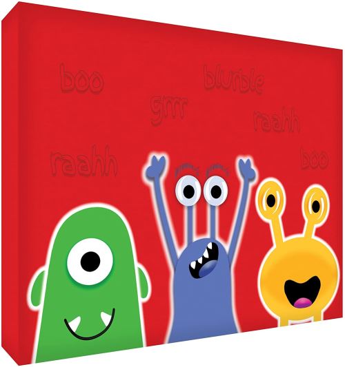 'Feel Good Art Bloc Décoratif souvenir du bébé Motif monstres amistosos Medio - 10.5 x 15 x 2 cm rouge