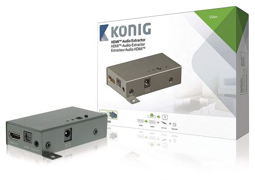 Extracteur Audio Hdmi Gris Foncé, Entrée Et Sortie Hdmi + Sorties Audio Toslink Et 3,5mm