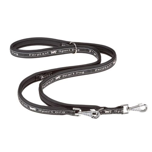 Ferplast Laisse pour le dressage de chiens SPORT DOG MATIC GA20/200, mousqueton innovant avec mécanisme magnétique, poignée rembourrée, coutures réflechissantes, 20 mm x L 200 cm Gris