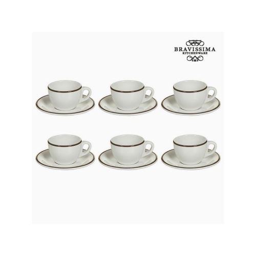 Ensemble de thé vaisselle blanc marron (12 pcs) - collection kitchen's deco by bravissima kitchen