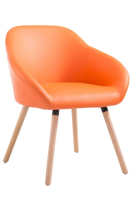 Chaise de salle à manger HAMBURG similicuir , Orange/Bois de chêne Nature