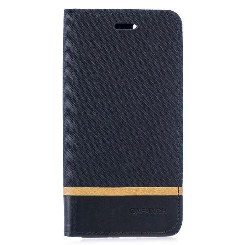 Etui en PU épissure du tissu avec porte-cartes noir pour votre Huawei P30 Pro
