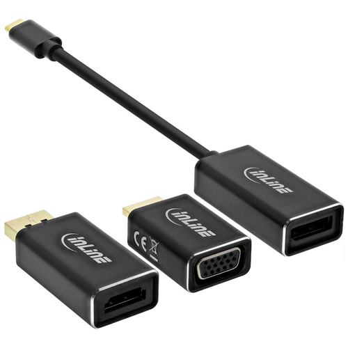 Convertisseur d'affichage USB InLine®, 6-en-1, USB Type-C mâle vers DisplayPort femelle, HDMI, VGA (mode alternatif DP), 4K2K, n