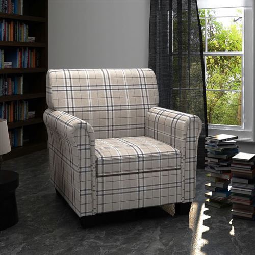 vidaXL Fauteuil met kussen stof crème