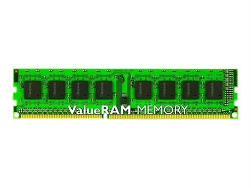 Kingston ValueRAM - DDR3 - module - 4 Go - DIMM 240 broches - 1600 MHz / PC3-12800 - CL11 - 1.5 V - mémoire sans tampon - non ECC