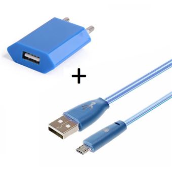 Pack Chargeur Pour Alcatel U5 Smartphone Micro Usb Cable Smiley Led Prise Secteur Usb Android Connecteur Bleu Chargeur Pour Telephone Mobile Achat Prix Fnac