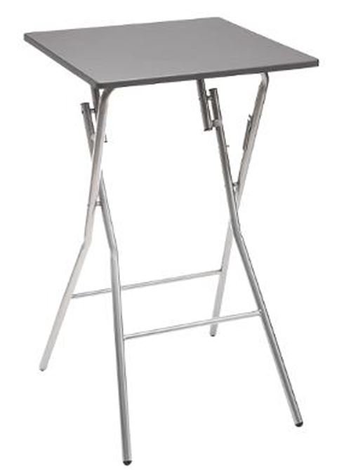 Table de bar pliante en métal coloris gris - L.60 x l.60 x H.103 cm -PEGANE-