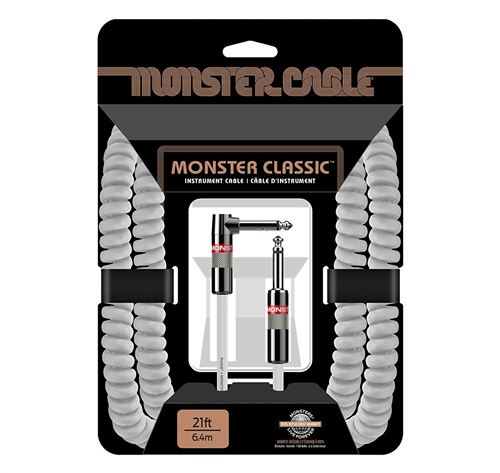 Monster Cable CLAS-I-21AC-WH Câble Jack coude/Jack droit spirale BLC 6,4 m Noir