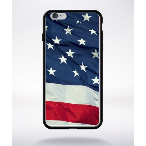 Coque Usa Compatible Apple Iphone 6 Plus Bord Noir Silicone