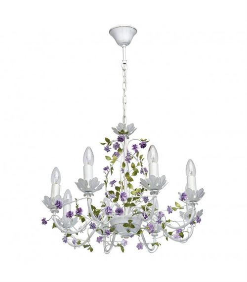 Chandelier blanc Flora 8 ampoules 122 Cm