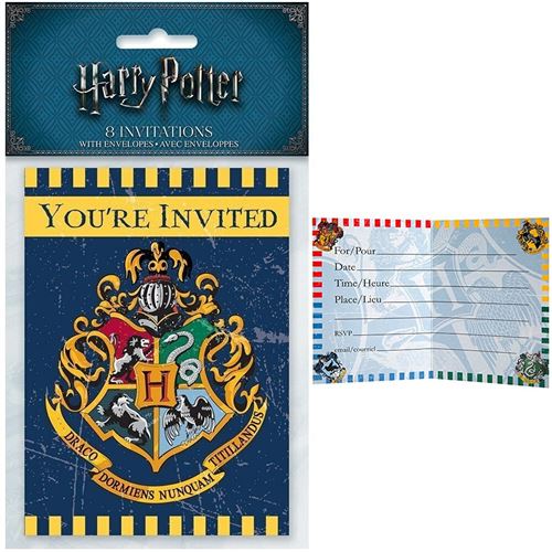 8 invitations carton harry potter + enveloppe - Coloris : JauneU59114