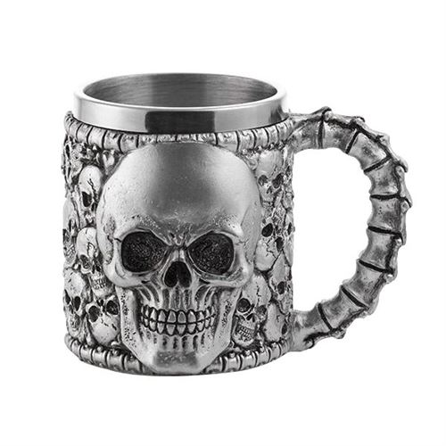 Tasse en acier inoxydable crâne en 3D - Mug tête de mort crane unique