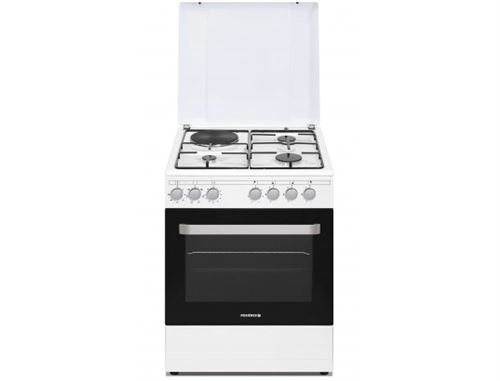 Rosières RME660CMW/E - Cuisinière - pose libre - largeur : 59.8 cm - profondeur : 61 cm - hauteur : 86 cm - avec système auto-nettoyant - blanc