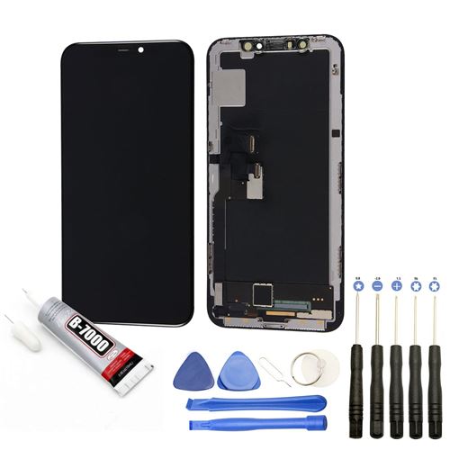 Visiodirect Visiodirect® Ecran Complet: Vitre Tactile + LCD Sur Châssis Compatible Avec iPhone X OLED Taille 5.8 Noir + Kit Outils + Colle B7000 Offerte