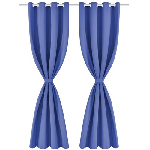 vidaXL Gordijnen met metalen ringen verduisterend 135x245 blauw 2 st
