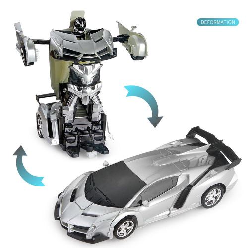 01H18 Électrique Bouton Car1 Télécommande Robot Deformable Télécommande Vehicle Argent MK7851