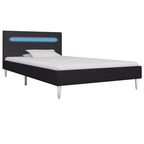 vidaXL Bedframe met LED stof zwart 90x200 cm