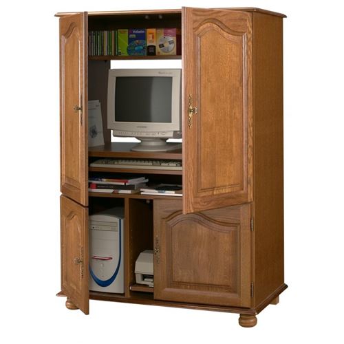 Armoire Informatique Ch&ecirc;ne 4 Portes