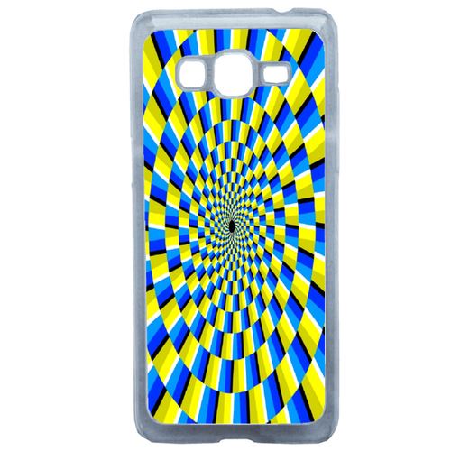 Coque Effet D'optique Jaune Et Bleu Compatible Samsung Grand Prime Transparent