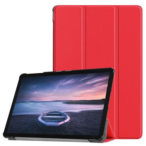 Etui en PU tri-fold intelligent rouge pour votre Samsung Galaxy Tab S4 10.5 T830/T835