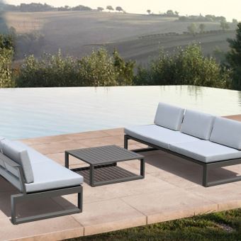 Salon Detente En Alu Taupe Athena 6 Places Mobilier De Jardin