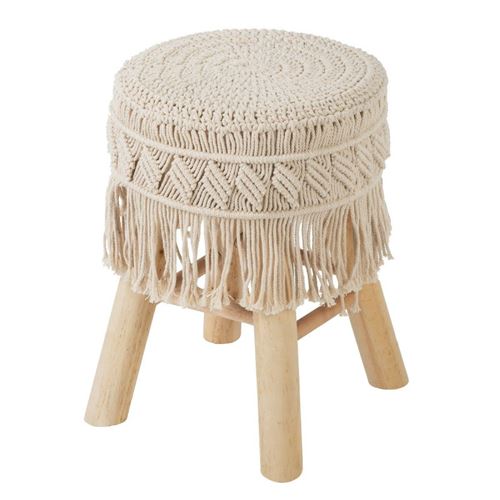 Atmosphera Beige Tabouret Macramé - Image 3