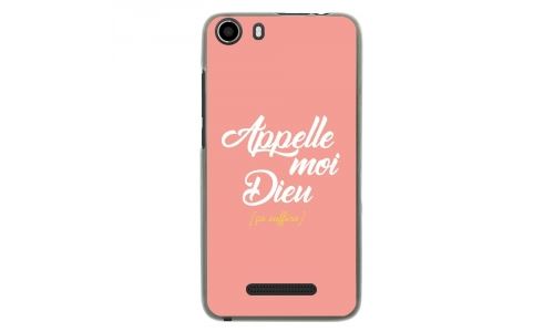 Coque souple pour Wiko Lenny 2 avec impression Motifs Appelle moi Dieu rose