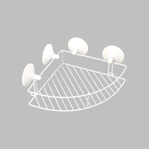 etagere de douche d'angle a ventouses fortes metal urban blanc