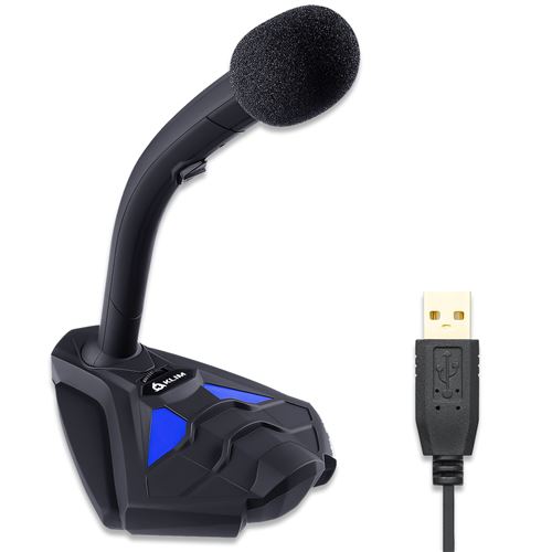 KLIM Voice V2 - Microphone USB de Bureau - Qualité de Son Optimale - Idéal pour Gaming, Enregistrement Vocal, Streaming, Youtube, Podcast - Bleu