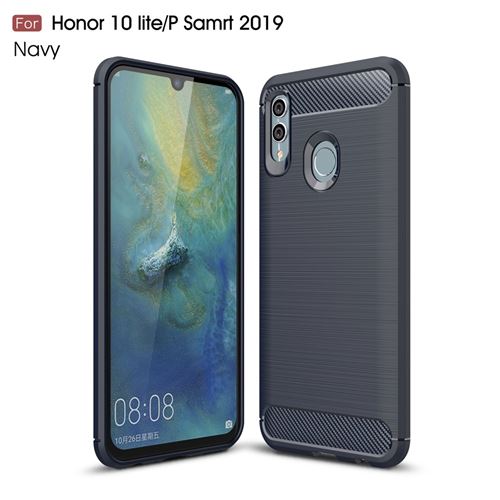Coque en TPU fibre de carbone bleu foncé pour votre Huawei P Smart (2019)/Honor 10 Lite