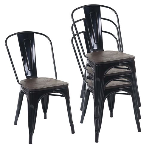 4x chaise de bistro MENDLER HWC-A73 métal design industriel noir