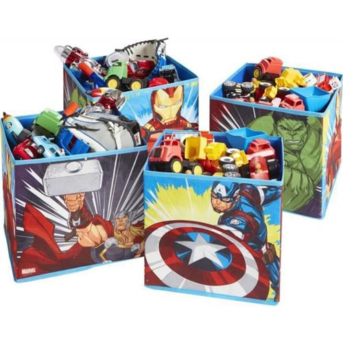 Avengers - Lot de 4 Cubes de Rangement Enfant Iron Man Thor - Casiers