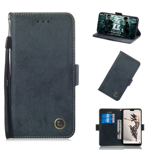 Etui en PU style vintage bleu foncé pour votre Huawei P20 Pro