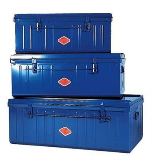 Pierre Henry - Set de 3 malles en acier Habitat 80 - 90 et 100 cm Bleu primaire
