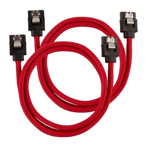 corsair corsair premium sleeved sata-kabel 60cm - rot noir