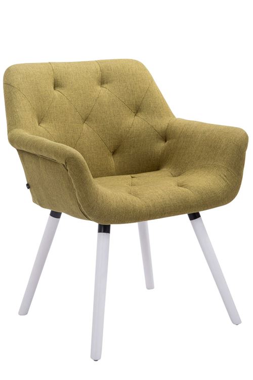 Chaise de Salle à manger Cassidy avec revêtement en Tissu - Pieds Bois de Chêne Blanc - Couleur d'assise Vert