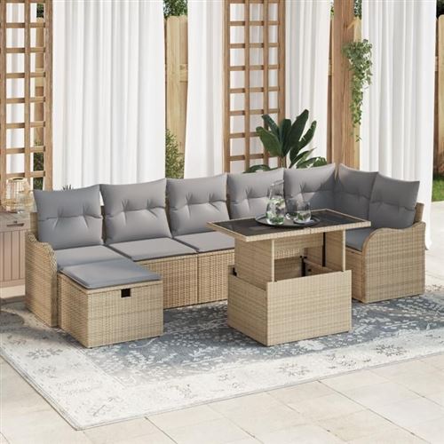 VIDAXL - Ensemble de canapé de jardin - 8 pièces - Poly rotin - Beige - Image 3
