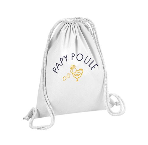 Fabulous Sac de Gym en Coton Blanc Papy Famille Poule 12 Litres
