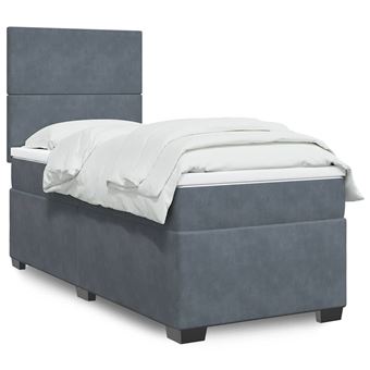 vidaXL Boxspring met matras fluweel donkergrijs 100x200 cm3293129 - 1